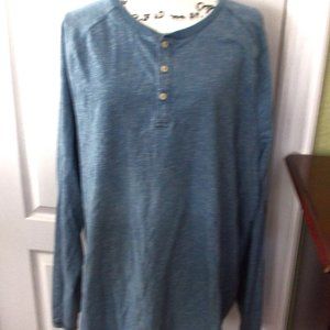 💕 3/$25 💕 Goodthreads Indigo Pinstripe Henley Tee Shirt Size XXXL 3X